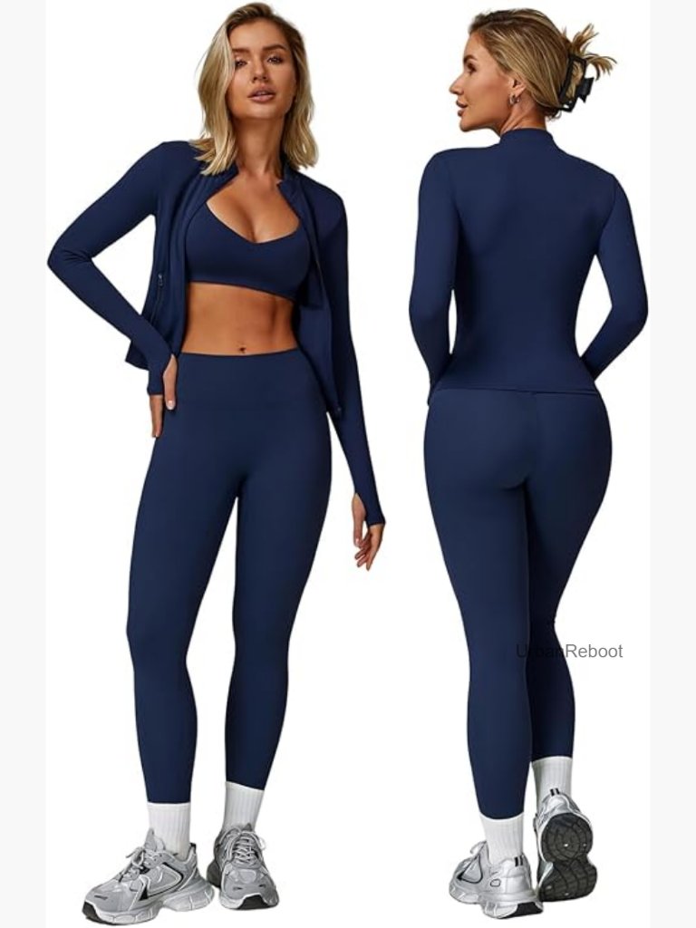3 Piece Women's Workout Sets - Sports Bra Jacket Leggings